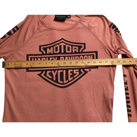 Harley-Davidson Women's Authentic Bar & Shield Rib-Knit Long Sleeve Top L - Picture 4 of 7
